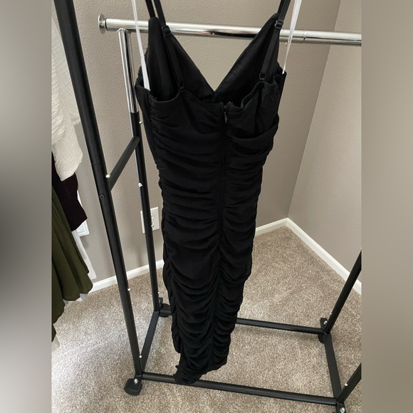 Lulu's Feeling Hot Black Ruched Bodycon Midi Dress - Picture 4 of 5